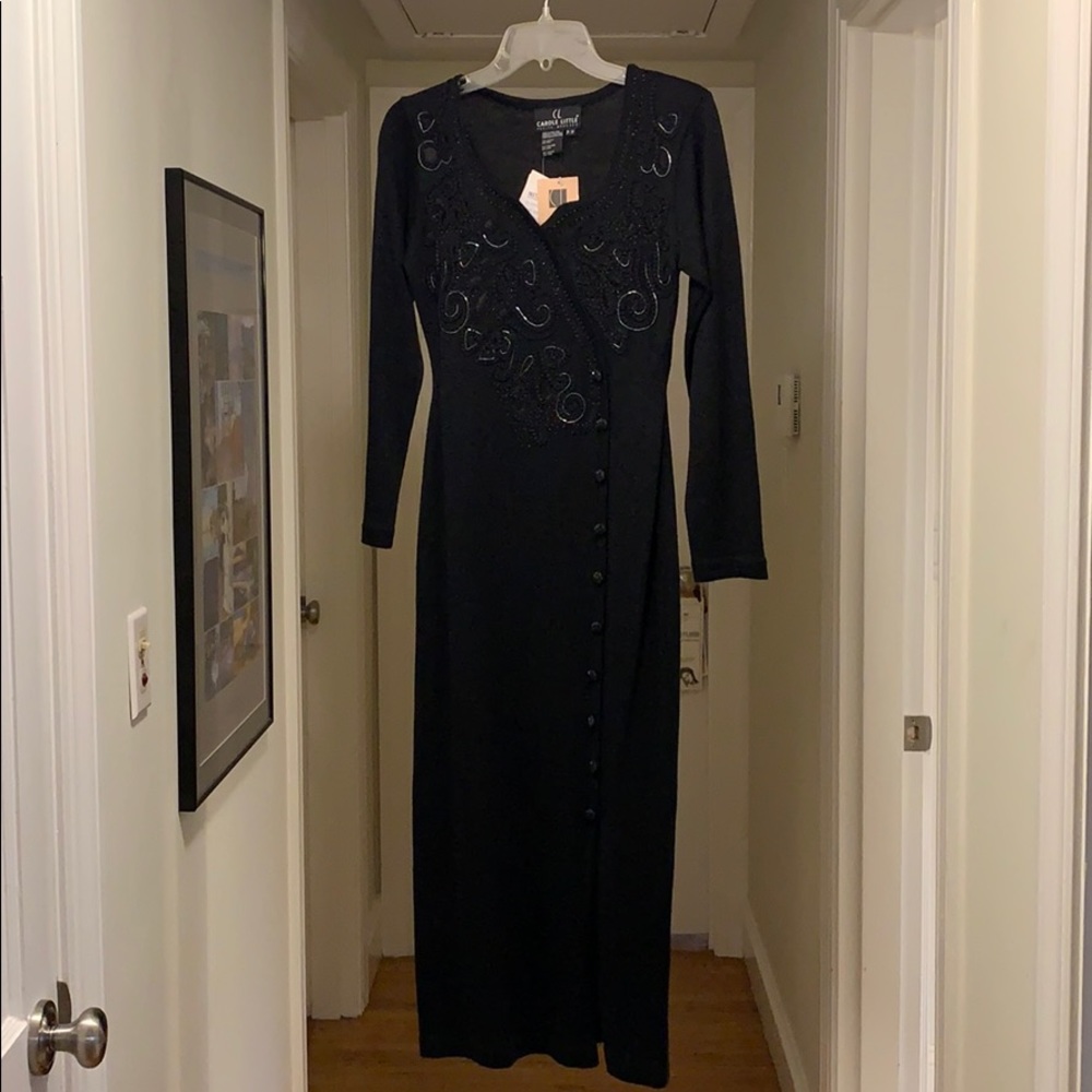 Carole Little black knit fitted dress